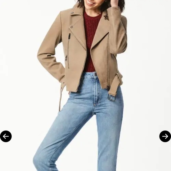 Bernardo Spessa Moto Leather Biker Jacket Taupe - Picture 5 of 16